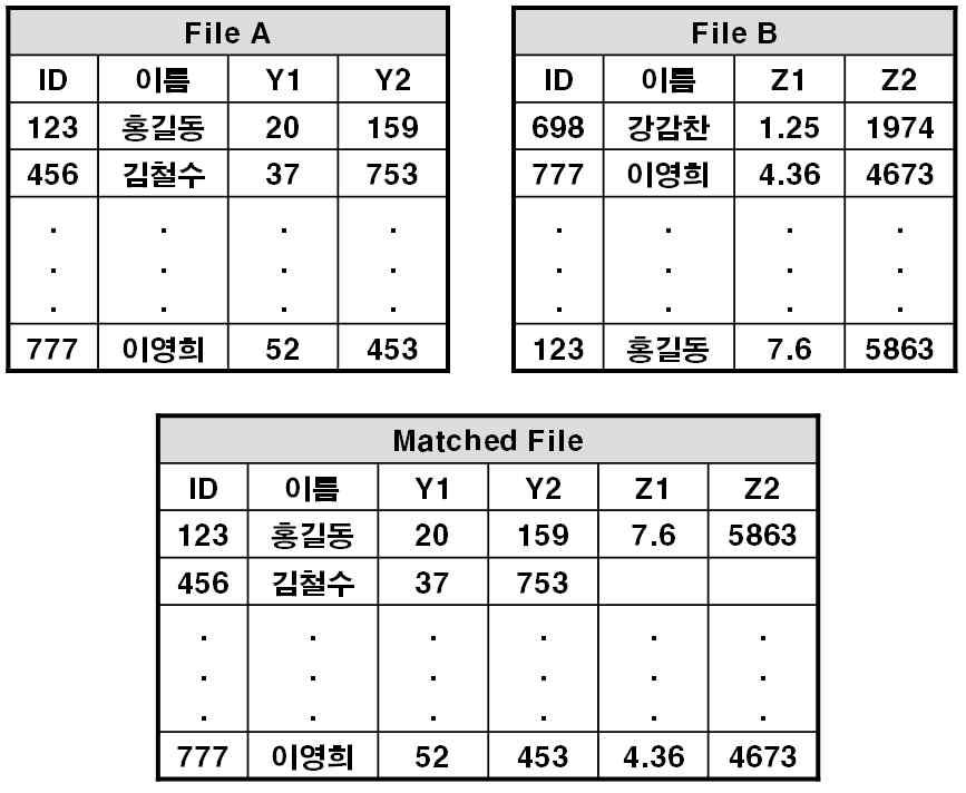 정확결합(Exact Matching)의 예