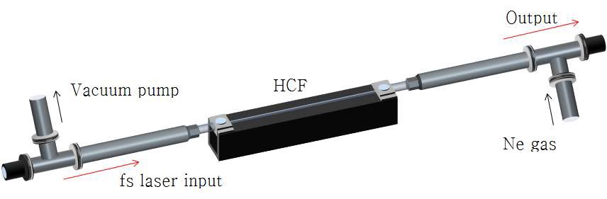 그림 32. 특수 제작된 HCF용 차등 펌핑 진공 챔버의 장치 구성도.