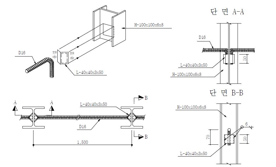 H형(H 100×100) 강지보재의 간격재 설계 예
