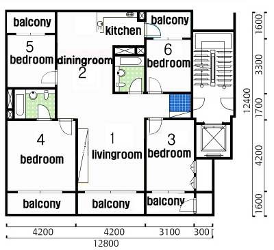 Fig.3-24 자연환기 효율 해석 대상 공동주택 평면