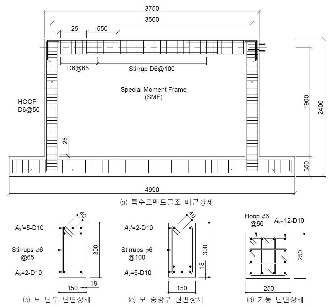 특수모멘트골조 실험체 도면