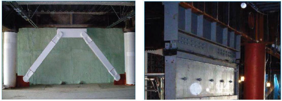 K-Brace damper(좌) & Viscous damping wall (우)