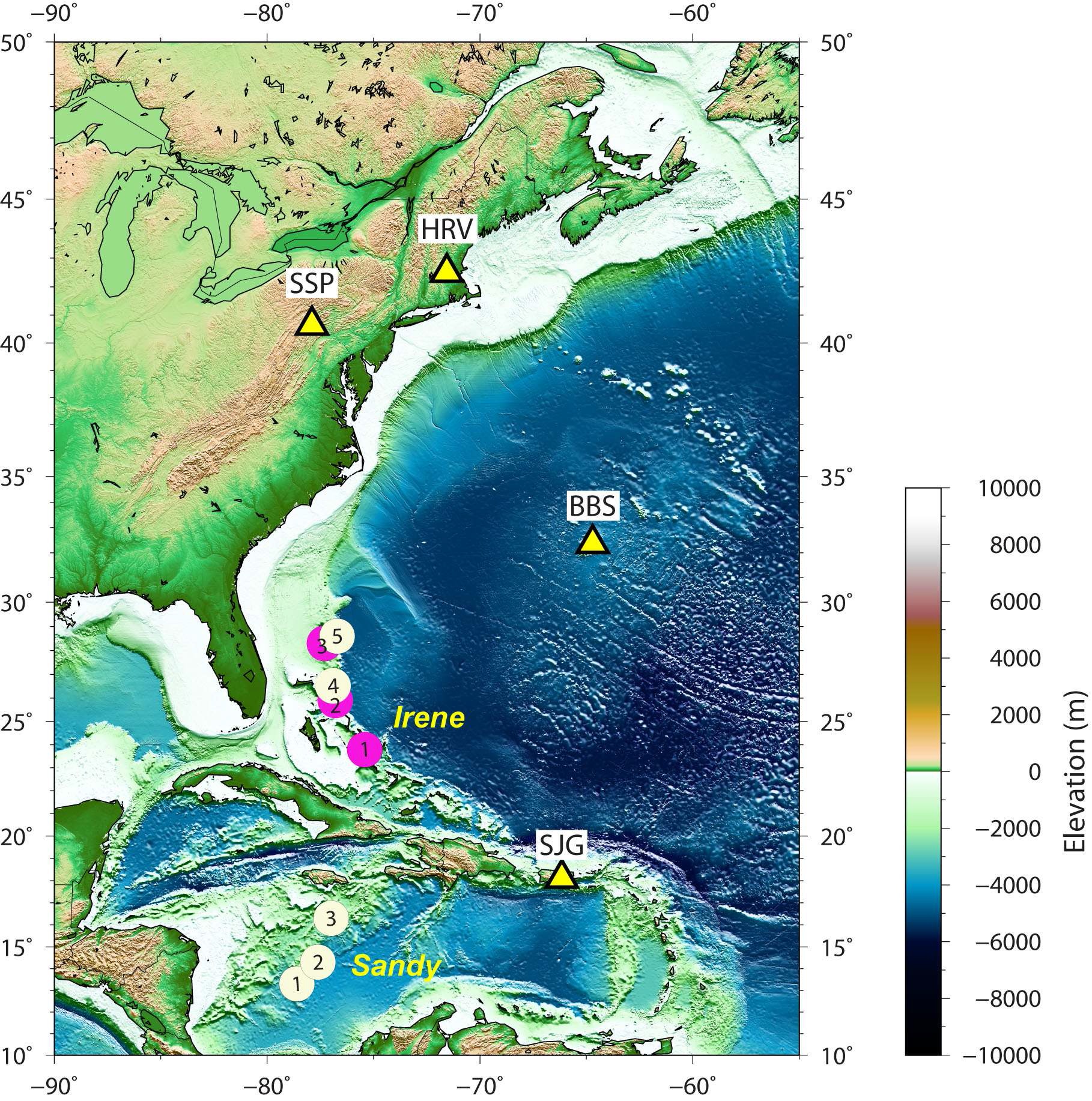 Fig. 30 Index map of Atlantic hurricane cases