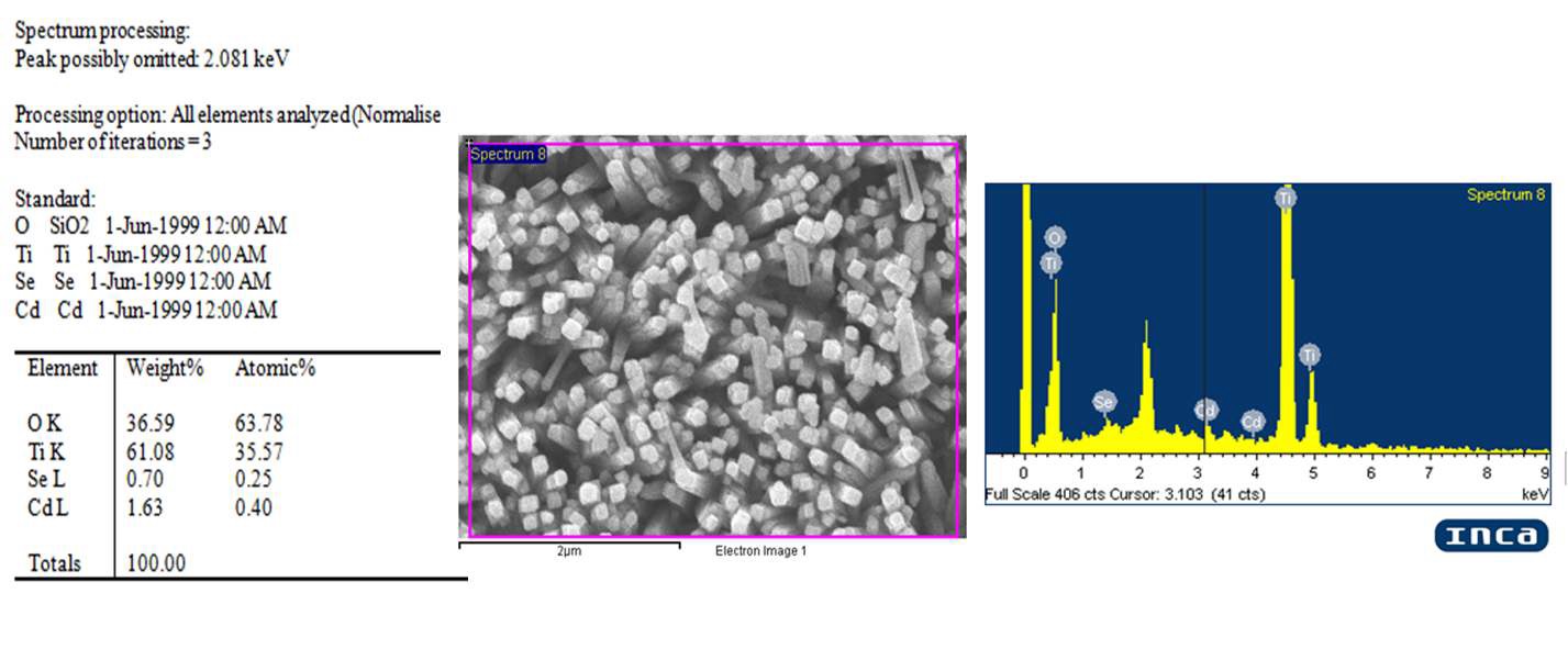 그림 3.70. CdSe/TiO2 nanorod의 EDS 분석