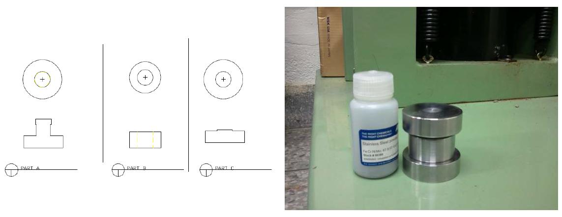 Porous metal electrode mold: a) a blueprint and b) real mold.