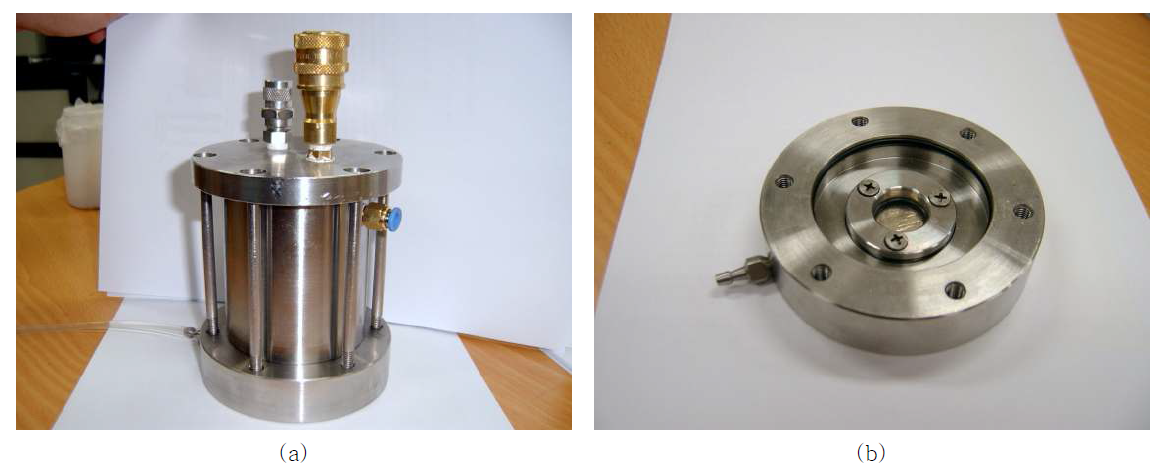 Photos of the stirred cell unit for treating permeability and removal efficiency of fabricated porous metal membranes.