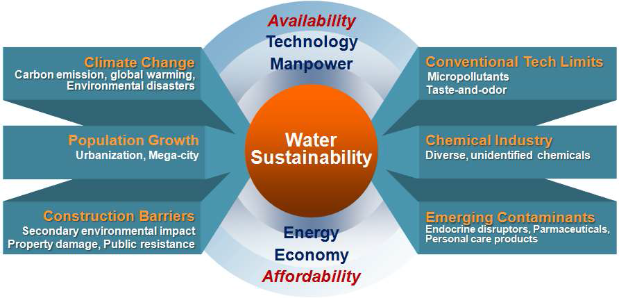 Factors affecting water sustainability: challenges and issues.