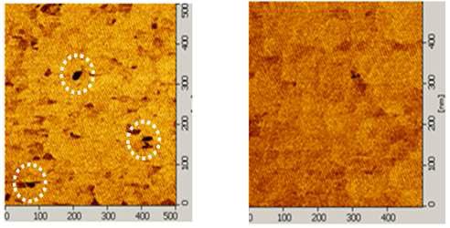 42nm, 92nm 두께의 NiO 박막의 Conductive AFM 이미지