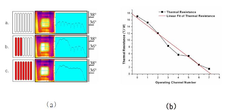 열제어 결과; (a) 온도 분포 제어, (b) 열저항 제어