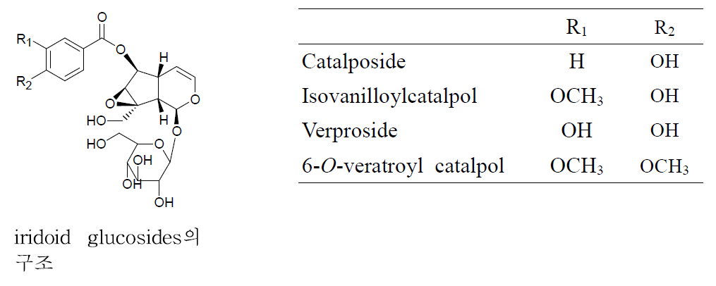 랫드 혈장에서 catalpol계열 iridoid glucosides인 verproside, isovanilloylcatalpol, catalposide 및 6-O-veratroylcatalpol의 동시 정량을 위한 LC/MS 분석법 개발 및 약동력학 연구