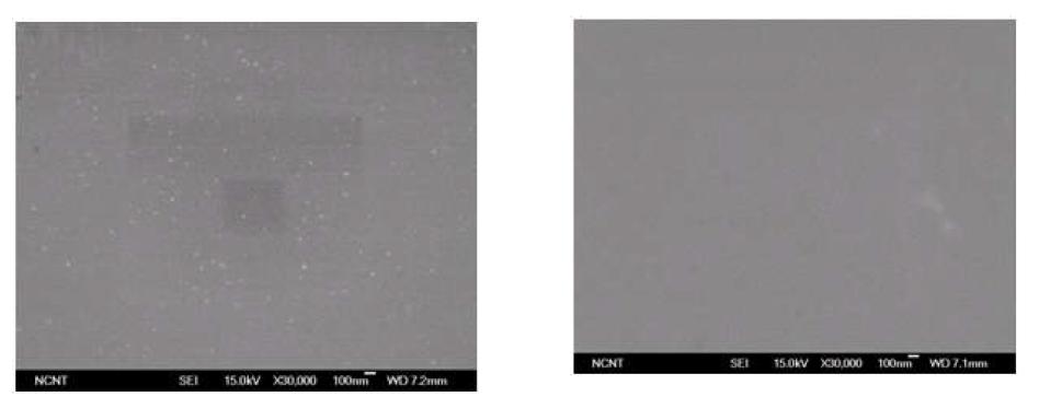 Pictures showing before (left) and after (right) cleaning of 20nm PSL with pure CO2 at 5bar.