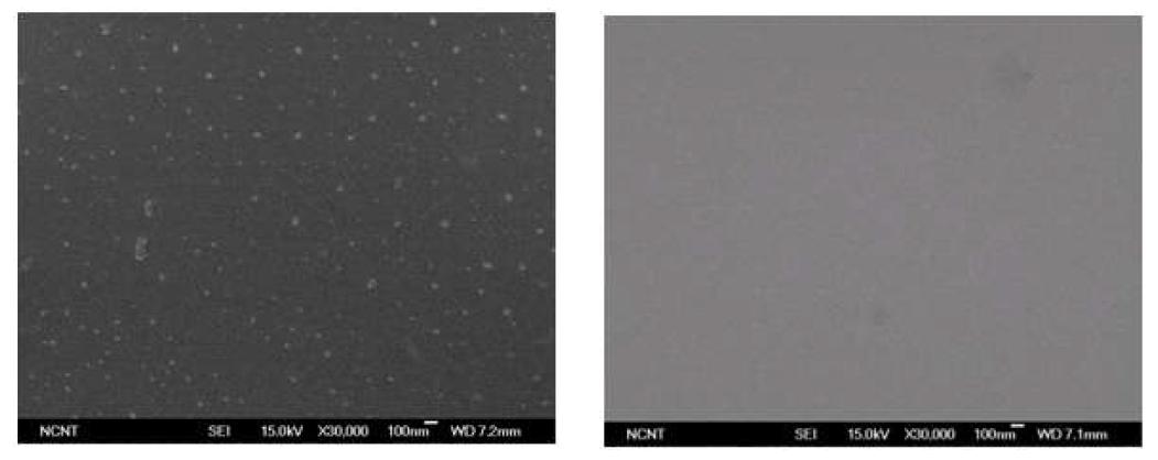 Pictures showing before (left) and after (right) cleaning of 10nm SiO2 with pure CO2 at 40bar.