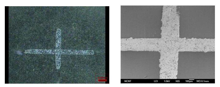 Dry etched surface: (left) micro CCD, (right) SEM