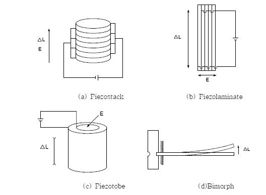 Various types of piezo actuator