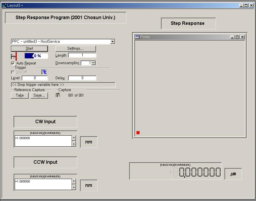 Step Response layout of ContolDesk for global servo