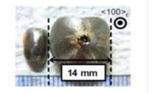 The photo of 0.5% Mn-doped BT crystals obtained by a TSSG method.