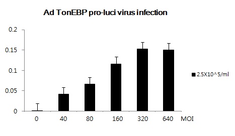 그림 6. Dual luciferase assay for Ad TonEBP pro luci virus infection