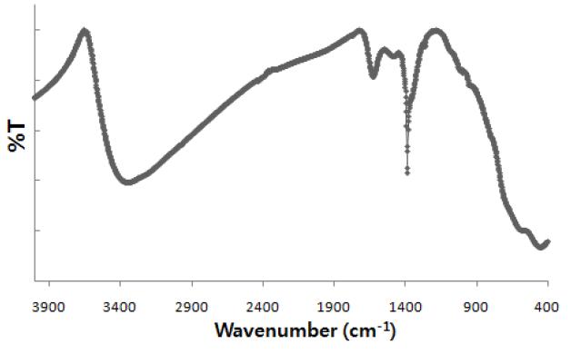 제조한 철산화물(2-line ferrihydrite)의 FT-IR분석 스펙트럼