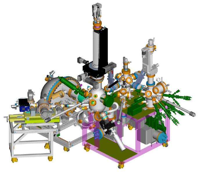 연구단에서 구축 예정인 Laser-MBE & ARPES cluster chamber 3차원 모식도