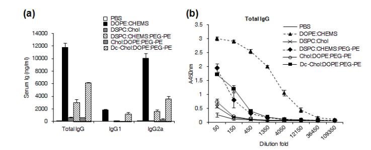 리포좀-CpG-DNA-펩타이드 복합체를 이용한 hTM4SF5R2-3 에피톱에 대한 항체 생산에 기여하는 리포좀의 특이성 분석.