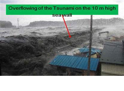 그림 6.3 Tsunami overtopping the sea wall