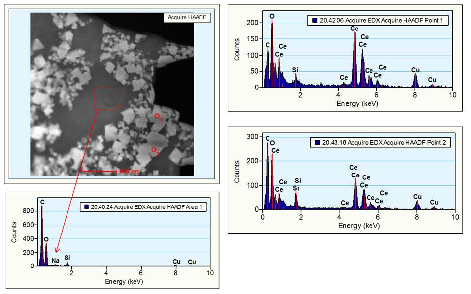20NDC + Li/Na carbonate (38 wt.%) composite의 TEM-EDX 결과