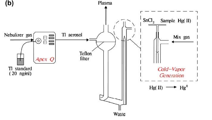 그림 3.3.1 수은 동위원소 측정을 위하여 ICP-MS에 결합하는 cold vapor generation system