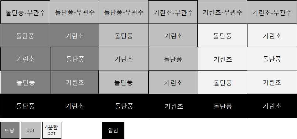 그림 6-24 기린초 및 돌단풍의 실험구 배치