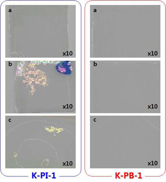 K-PB-1 박막의 용액공정용 무기반도체 용매처리 후 표면변화