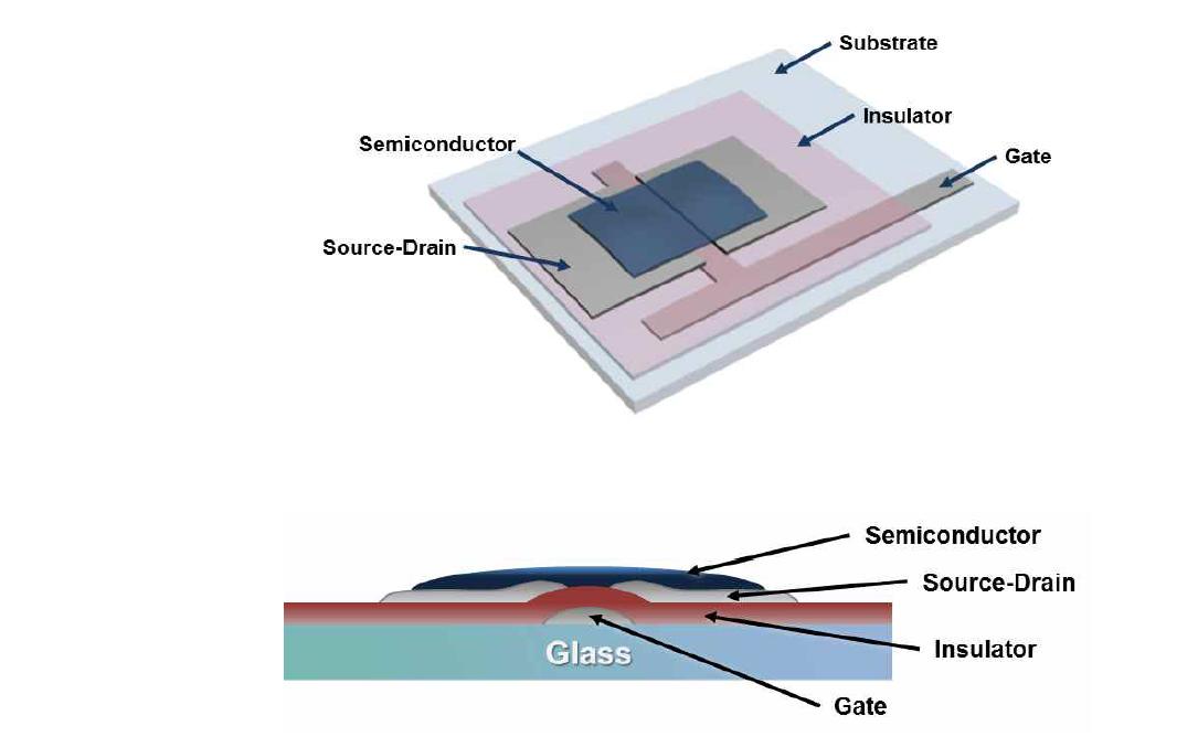 Bottom gate 형태의 TFT 제작 개념도