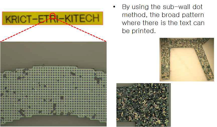 Sub-wall dot 방식에 의한 large pattern 형성 실 예