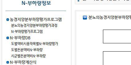 N-부하량 정보 메뉴 홈페이지 정보