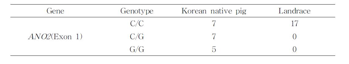 ANO2유전자의 association분석 결과