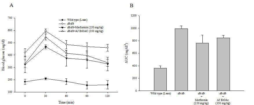 장어육 EtOAc 분획 및 metformin의 OGTT반응에 미치는 영향