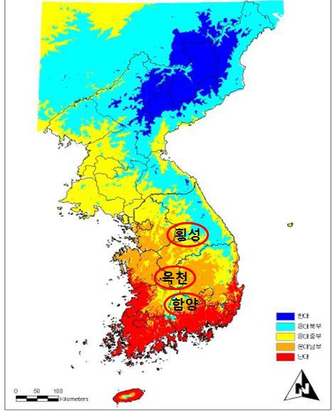 대한민국의 산림기후대 구분