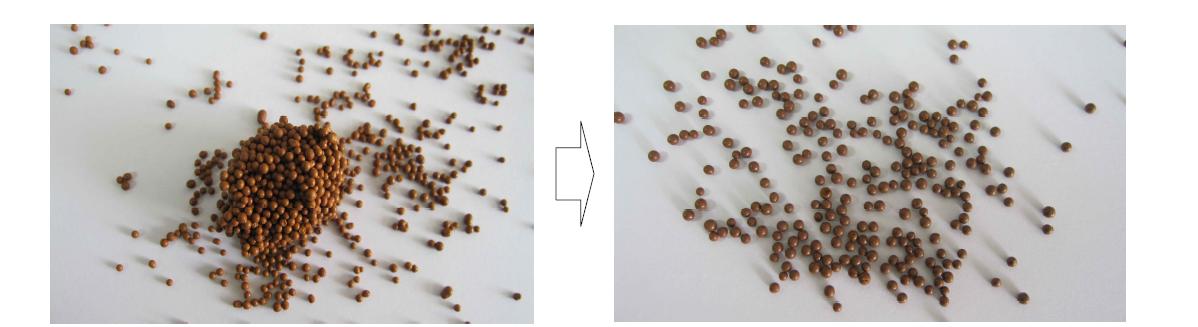 The aggregated fermented red ginseng spherical granule and the anti-moist fermented red ginseng spherical granule with micronize red ginseng powder.