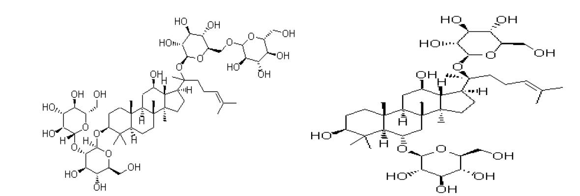 Chemical structure of ginsenoside Rb and Rg1 1