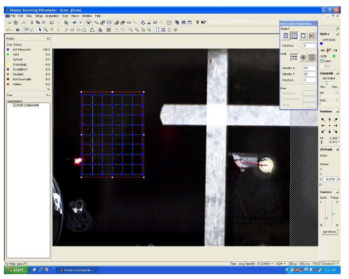 Selecting excitation/sensing scanning area on a computer screen