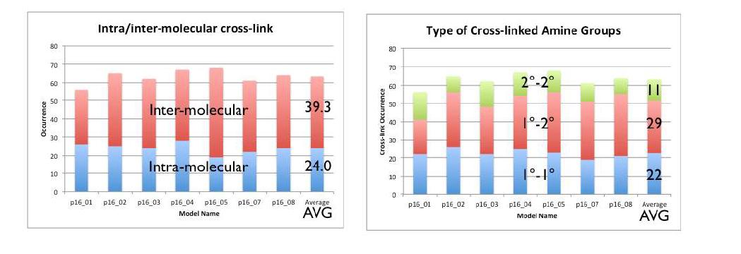 Number of cross-links during polymer network builds