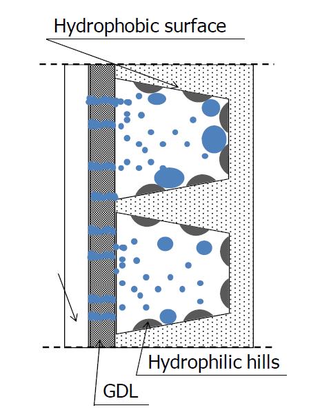 Hydrophilic patterned bipolar plate.