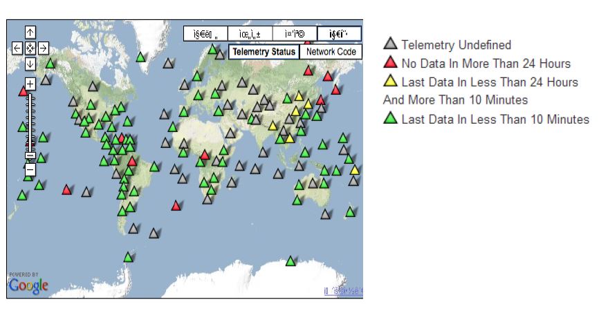 그림 2.16 세계지진망(GSN, Global Seismographic Networks)