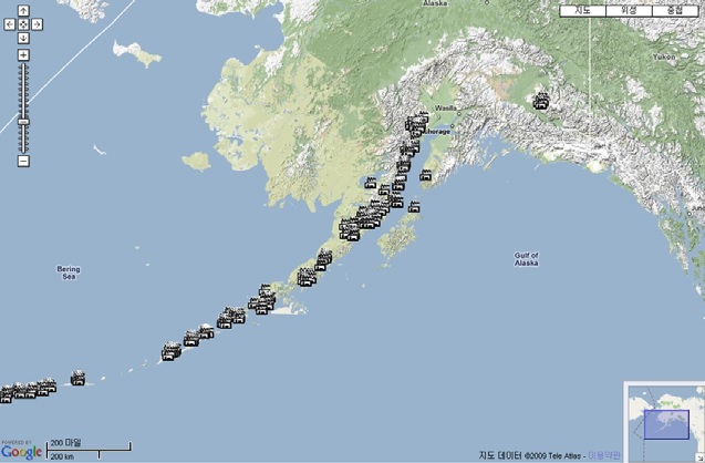그림 2.25 알래스카화산관측소 지진관측소 현황