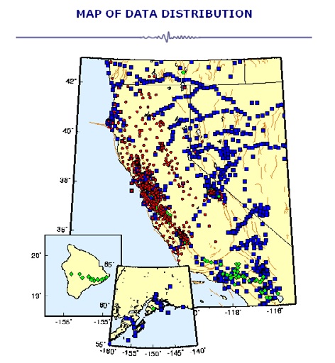 그림 2.26 북부캘리포니아지진데이터센터 지진관측소 현황