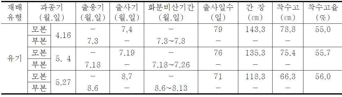 찰옥수수「미백2호」파종기별 생육특성(’08~’09)