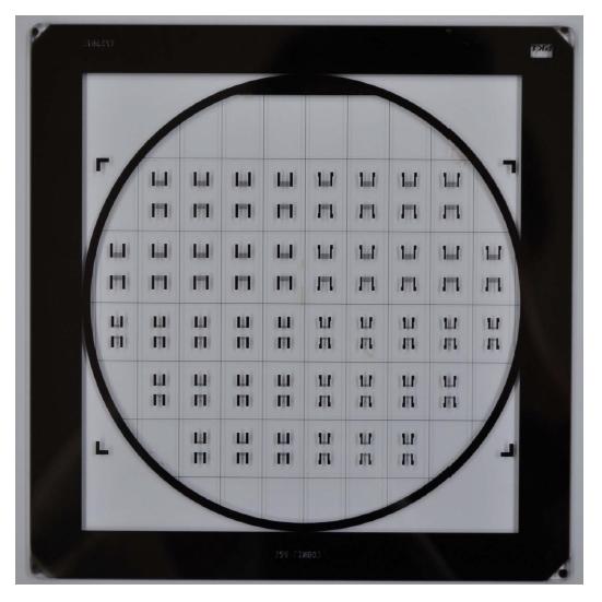 Photo of the fabricated pattern mask for SAW device (Mask 1).