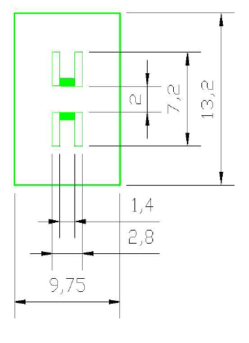 Design drawing of pattern for 160 MHz single IDT SAW device.