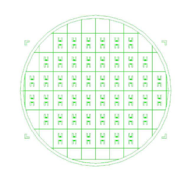 Design drawing of pattern mask for 160 MHz single IDT SAW device (Mask 2).