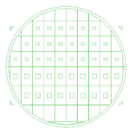 Design drawing of sensitive layer for 160 MHz single IDT SAW device (Mask 3).