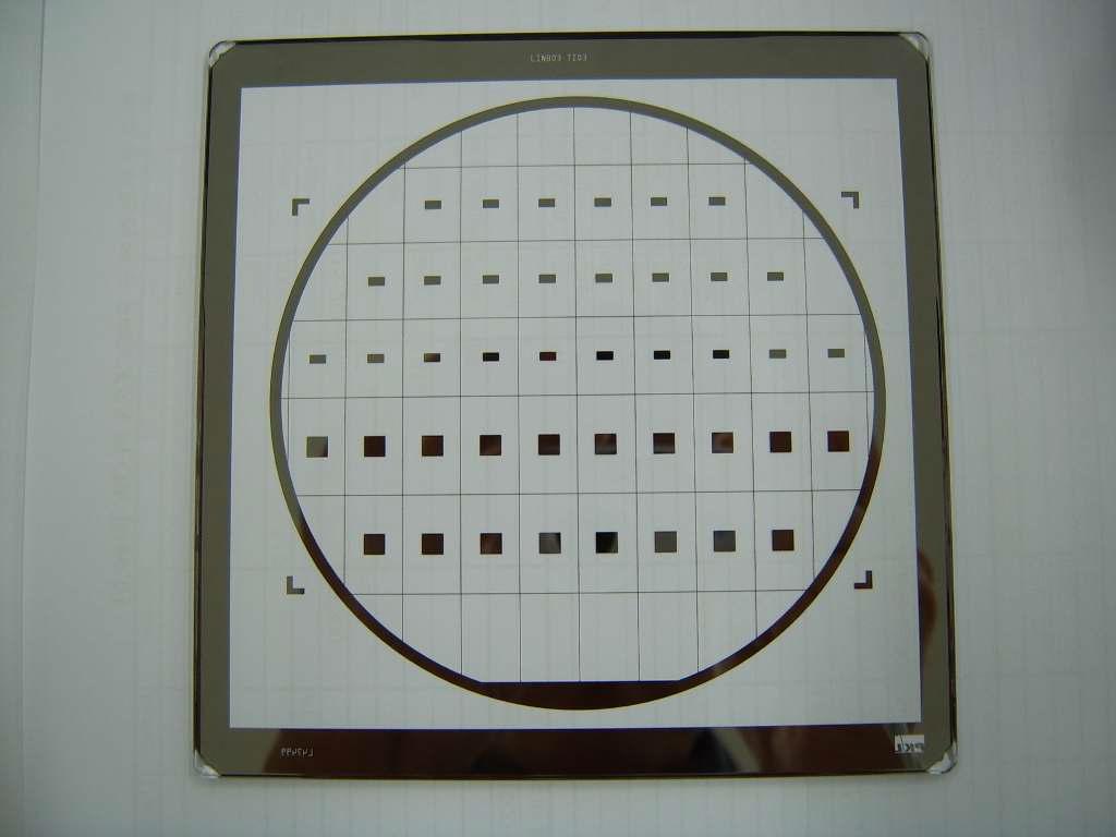 Photo of the fabricated sensitive layer for 160 MHz single IDT SAW device (Mask 3).