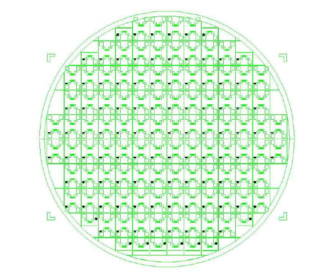 Design drawing of improved pattern mask for 160 MHz single IDT SAW device (Mask 4).